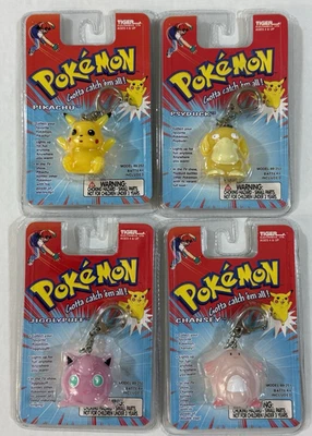 4 Vintage Pokémon Key Chains Pikachu Psyduck Jigglypuff Chansey NOS Sealed - Image 1 of 4