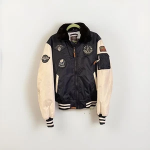 Top Gun B-15 Bomber Jacket With Patches Military Air Force Navy ( Large)  - Picture 1 of 10