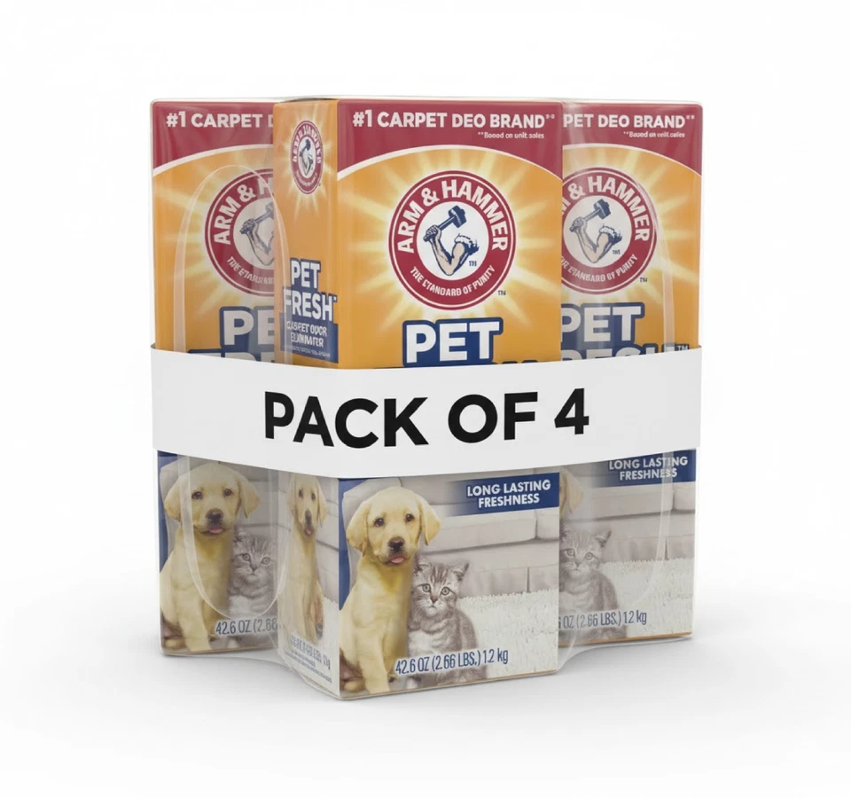 Eliminador de olores de alfombra Arm Hammer, mascota fresca 42,6 oz, eliminación de olores, paquete de 4 Foto 1 de 1