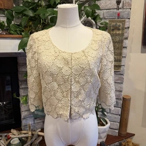 LK BENNETT London Spitzen Bolero Crocked Jacke Vintage Boho | Creme | Größe 6 - Bild 1 von 16