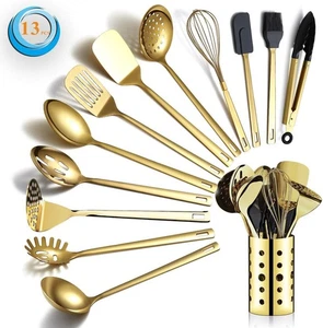 Gold Cooking Utensils Set, Berglander Stainless Steel 13 Pieces Kitchen - Picture 1 of 7