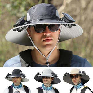 Wide Brim Solar Fan Outdoor Fishing Hat Sunscreen Sun Hat with Fan USB Charging - Picture 1 of 16