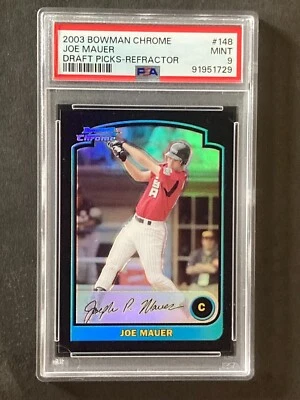 Bowman Chrome Draft Picks Joe Mauer 2003 refractor PSA 9 Foto 1 de 2