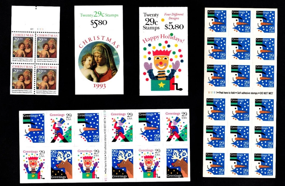 Elección de folleto/panel de Navidad 1993 BK211/212/2790/2794/2798/280 MNH estampillas de Estados Unidos Foto 1 de 1