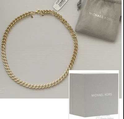 Collar de plata de ley .925 Michael Kors para dama chapado en oro de 14 k con piedras de circonita cúbica Foto 1 de 4