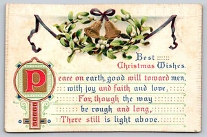 Postcard Vtg Greeting Card Dated 1919  Best Christmas Wishes  [MH] - Picture 1 of 2