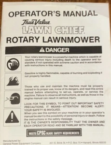 Operators Manual True Value Lawn Chief Rotary Lawnmower - Picture 1 of 2