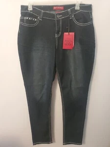 Red Rivet Small Thick-Stitch Skinny Stretch Black Jeans Embellished 18W Womens - Picture 1 of 8