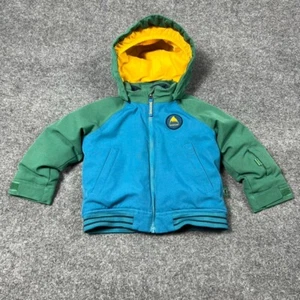 Burton Jacket Boys Sz 3T Green Blue Ski Snowboard Winter Hooded Full Zip - Picture 1 of 16