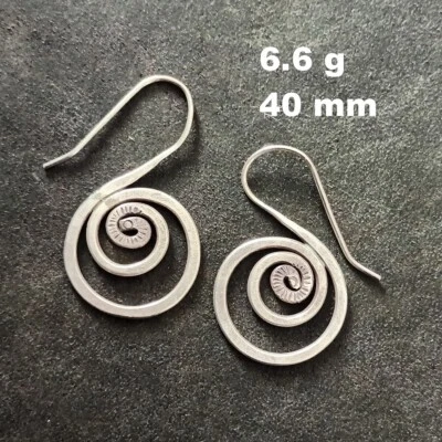 ARTISAN SILVER EARRINGS CRAFT VINTAGE DANGLES 6g CLASSIC FANCY SPIRAL #A403 - Image 1 of 4