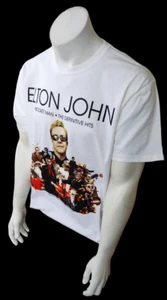 Camisa blanca manga corta Anvil Elton John Rocket Man Tour 2010 para hombre talla grande - Imagen 1 de 4