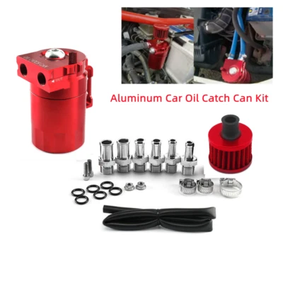 Universal Oil Catch Can Polish Baffled Reservoir Tank with Breather Filter 300ml Foto 1 de 4