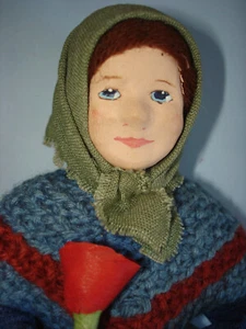 Artist Ingeborg Nielsen 10" Cloth Cultural Lady Doll Denmark 1940s--60s - Picture 1 of 14