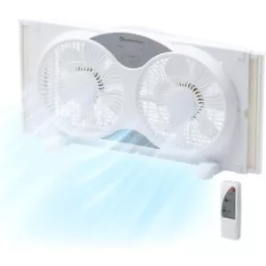 Comfort Zone Window Fan for Bedroom, 9 inch 3 Speed Dual Fans - Picture 1 of 9