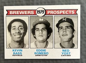 1979 Brewers Prospects, Kevin Bass, Eddie Romero, Ned Yost #708 - Picture 1 of 6