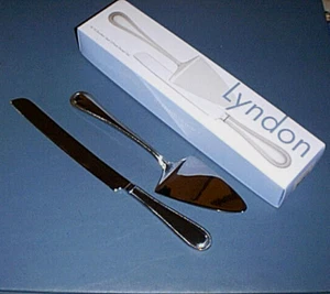 Reed & Barton LYNDON Stainless Steel Dessert Set Wedding Cake Knife & Server NEW - Picture 1 of 7