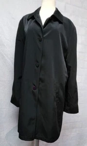 London Fog Womens Trench Coat Black Large Regular Double Breasted Button Down - Picture 1 of 10