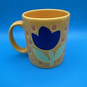 Waechtersbach Coffee Mug Cup Vintage Tulip Flower & Polka Dots Yellow Blue - Picture 1 of 6