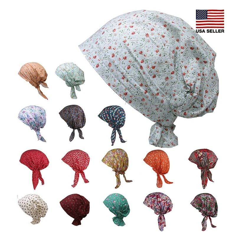 Cotton Scarf Slip On Pre Tied Turban Wrap Hat Chemo Cancer Headwear Women - Image 1 of 1