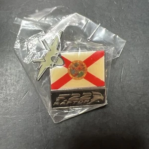 Vintage F-22 Raptor Fighter TAFB Florida LAPEL Tack Hat Pin Florida State Flag - Picture 1 of 2