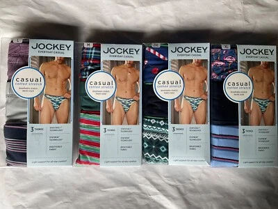 Jockey Everyday Casual 3 Pack Cotton Stretch Thong New Blue Red Flower - Image 1 of 4