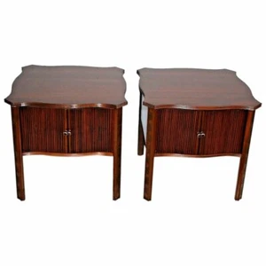Vintage Pair of Ethan Allen Nightstands End Tables cabinets sliding pocket doors - Picture 1 of 9