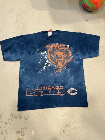 Vintage Chicago Bears NFL Mens T-Shirt Blue Tie Dye Single Stitch Size XL NFL Cover