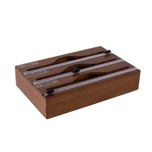 Bamboo Wood Plastic Wrap Cutter Household Simple Kitchen Utensils Grid Multi Fun - Picture 1 of 12