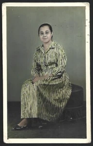 India MUJER PARSEE MODERNA foto tamaño postal tintada a mano vintage - Imagen 1 de 2