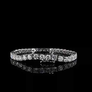 Certified 9Ct Round Cut VVS1 Moissanite Tennis Bracelet 14k White Gold Finish 7" - Picture 1 of 7