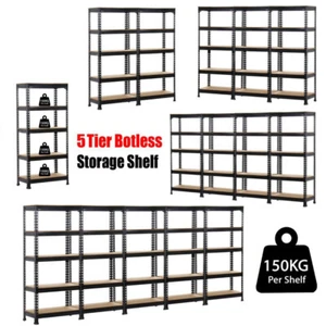 4 Units of Boltless Storage Rivet Shelving Warehouse Metal Frame MDF Board Racks - Picture 1 of 13