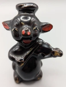 Figura de cerdo antropomórfico de arcilla roja de la década de 1950 hecha en Japón - Imagen 1 de 8