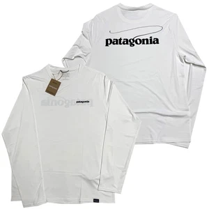 Patagonia Mens Capilene Cool Daily Graphic L/S T-shirt Waters Casting Logo White - Picture 1 of 1