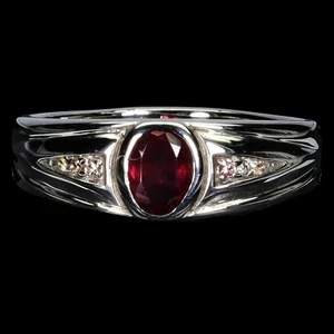 925 Sterling Silver Ring Oval Ruby 6x4mm Sapphire Natural Gemstone Jewelry Sz 7 - Picture 1 of 14