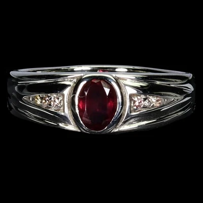 925 Sterling Silver Ring Oval Ruby 6x4mm Sapphire Natural Gemstone Jewelry Sz 7 - Image 1 of 4