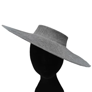 grey large wide brim DIY fascinator base wedding hat Kentucky Derby Ascot - Picture 1 of 4
