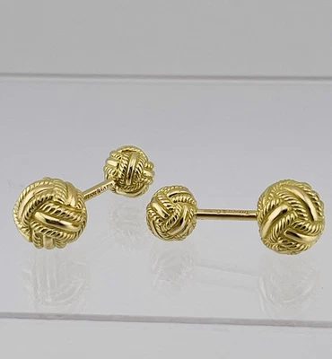 Tiffany & Co. Schlumberger Knot Cufflinks 18k Yellow Gold Woven Design w/ Box - Image 1 of 4