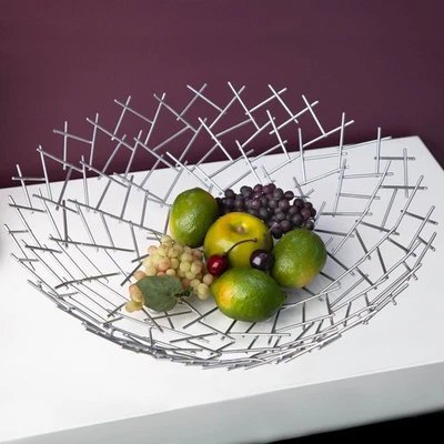 Design Schale STRUCTURE 45cm silber pulverbeschichtetes Metall Deko-Schüssel - Bild 1 von 4