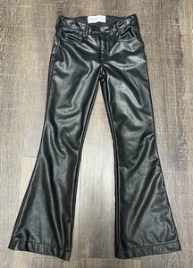 Abercrombie Kids Girls Pants High Rise Flare Leg Size 5/6 Black Faux Leather - Picture 1 of 9