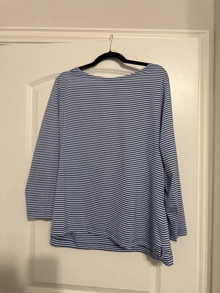 Camiseta para mujer Vineyard Vines cuello barco sankaty rayas talla 2X, azul marlín Foto 1 de 1
