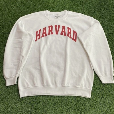 Harvard University Mens Large White Crewneck Pullover Long Sleeve Sweatshirt EUC - Image 1 of 4