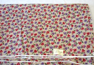 VIP Fabric Cranston Print Works PANSIES FLORAL ON TAN Bkgrd Fabric 2 1/4 Yds - Image 1 of 2