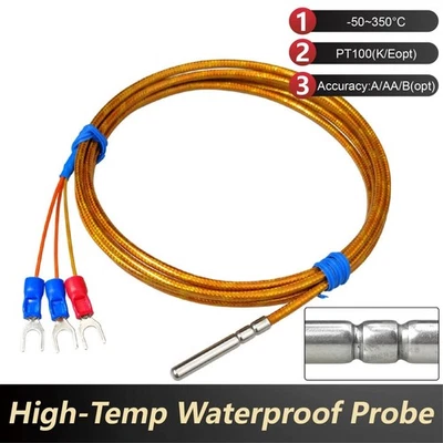Temperature Sensor RTD Probe 350°C Platinum Resistance Waterprof High Temp PT100 - Image 1 of 4