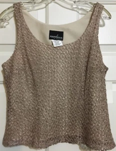 NWT Positive Attitude 10P Taupe sleeveless crochet top tank womens - Picture 1 of 7