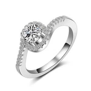 1.5ct Cz Band Womens White Gold Filled Engagement Wedding Party Ring Size 4-9.5 - Picture 1 of 7