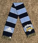 Seattle Adidas Scarf Blue Gold White Striped Spell Out Skyline Shield Logo EUC