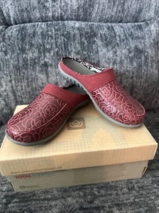 Zoccolo Spenco Alicia Rosso Floreale Slip On Mules Tg 5 Nuovo Con Scatola - Foto 1 di 9