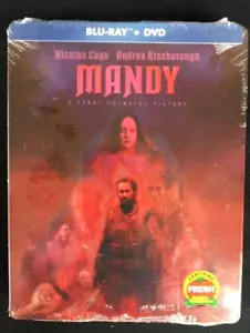 MANDY-2018 (Blu-Ray-DVD) Steelbook Not Rated W/ Features, Nicolas Cage OOP - Picture 1 of 2