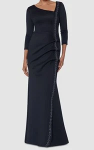Xscape Womens' Black Ruched Embellished Off The Shoulder Gown Dress Size 6 - Picture 1 of 3