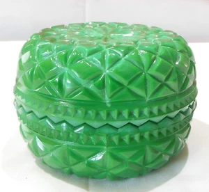 Anillo baratija redondo pulido art deco checo malaquita plato y tapa - Imagen 1 de 12